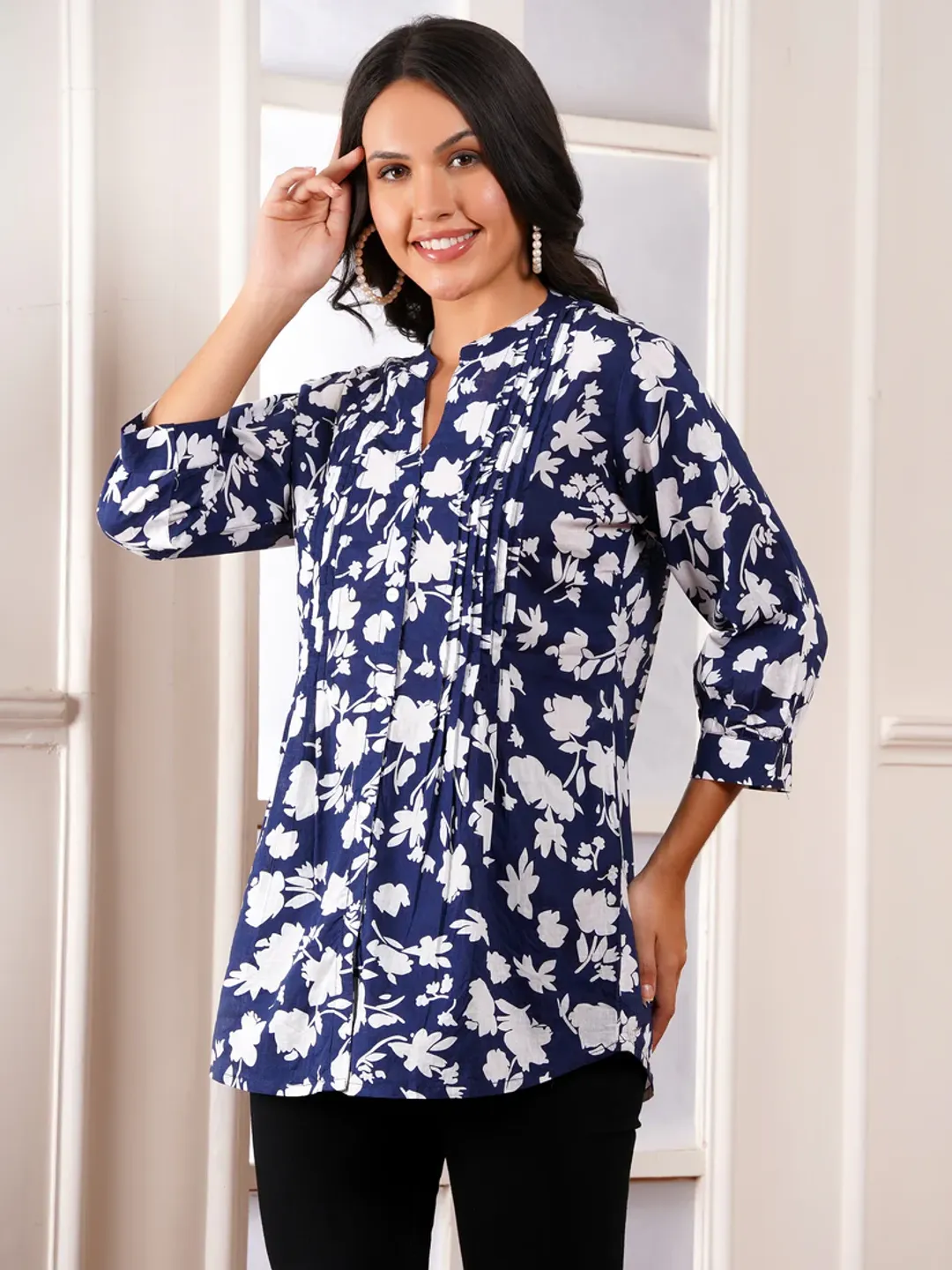 Evening Bloom Pintucks Top