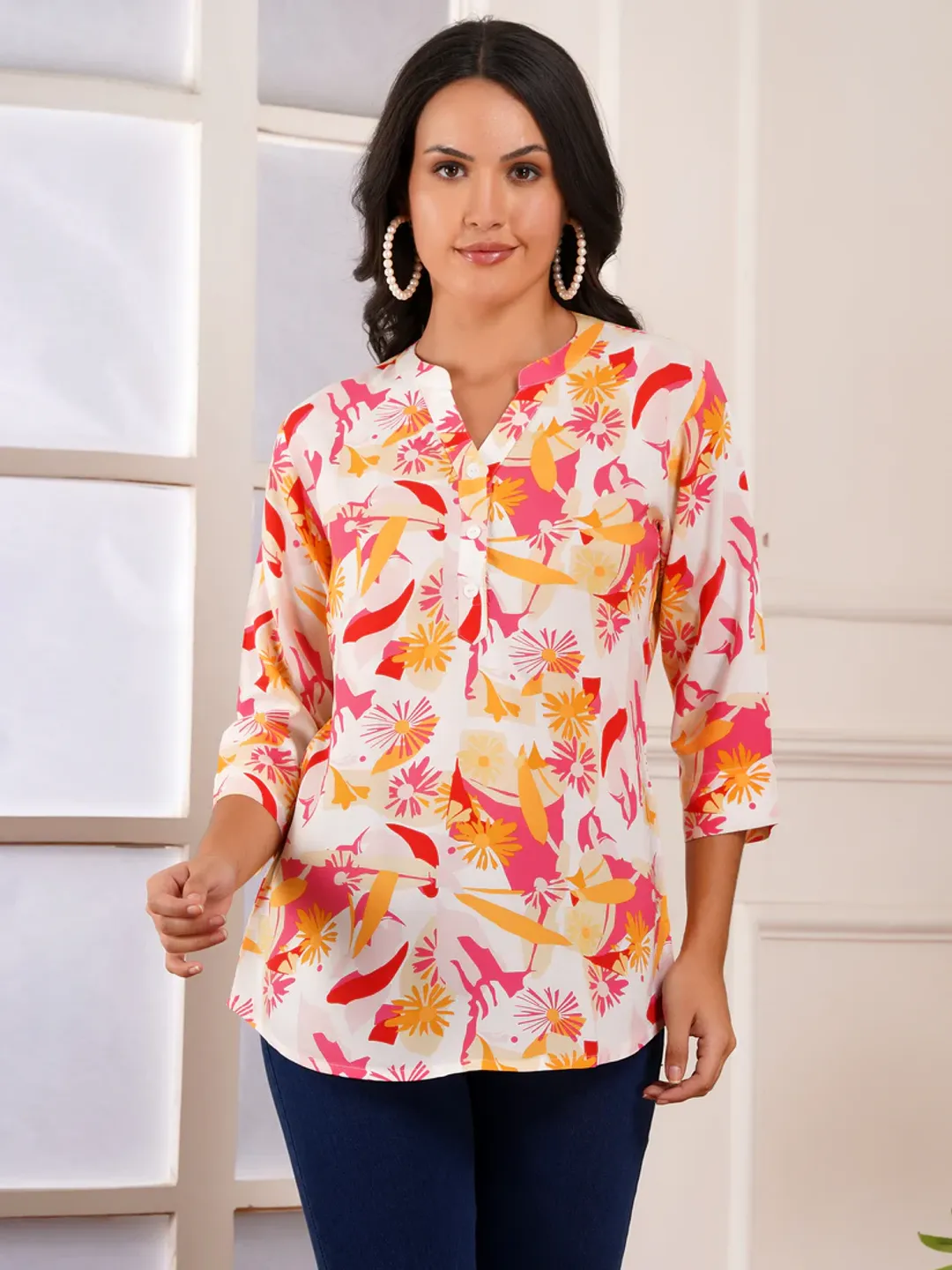 Tropical Petal Print Top