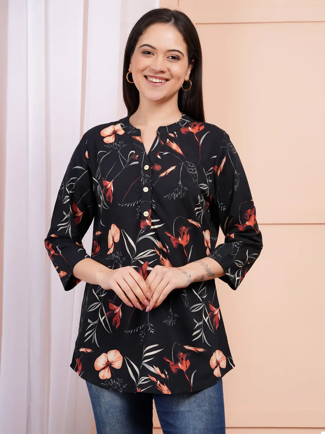 Dark Bloom Print Top