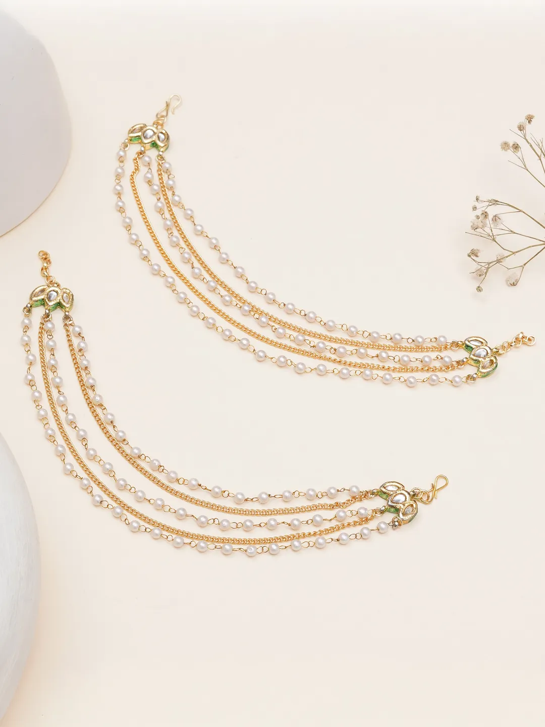 Kundan Pearl Multi-Layer Hair Chain