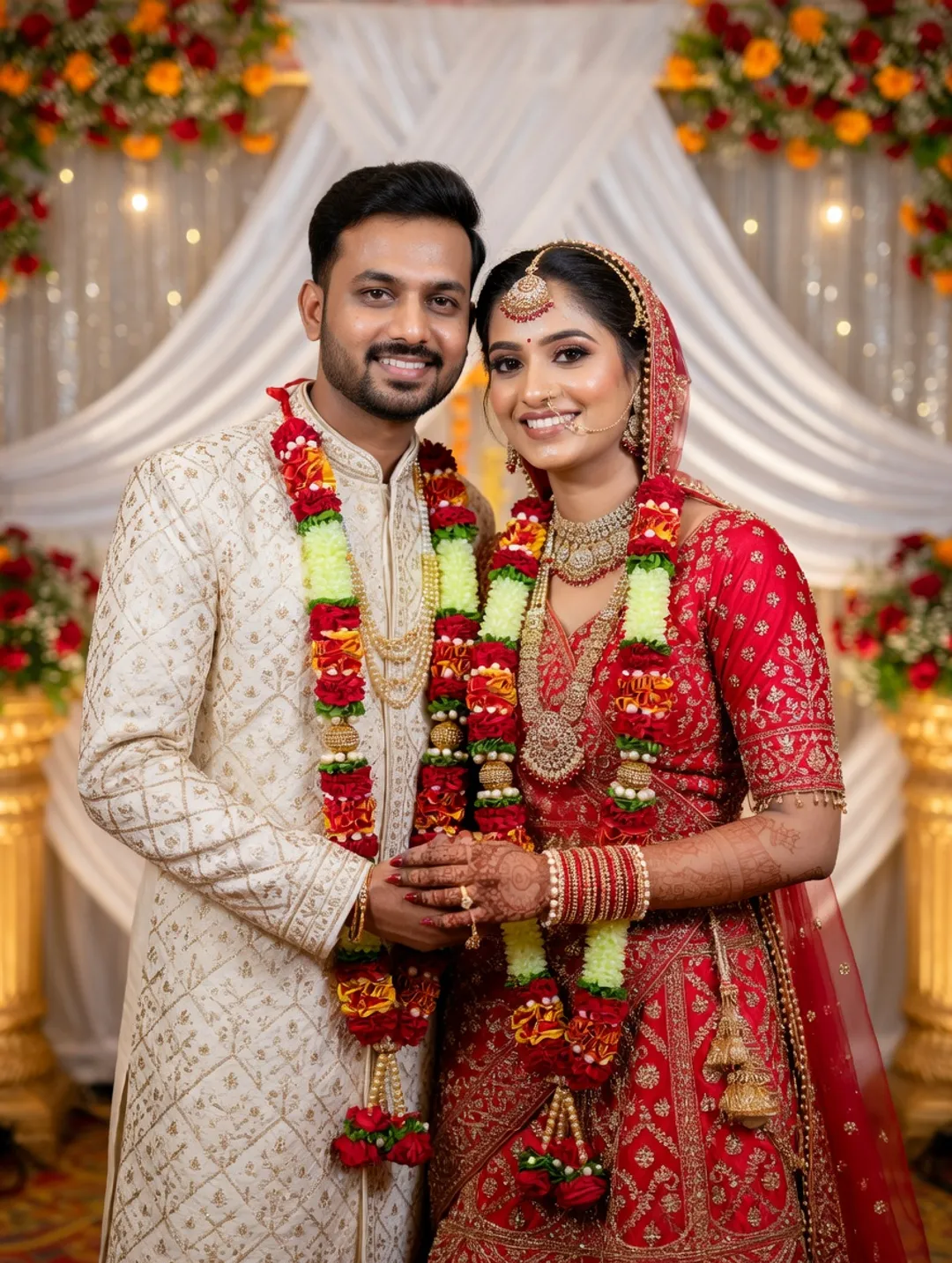 Red Floral Jaimala (Pair)