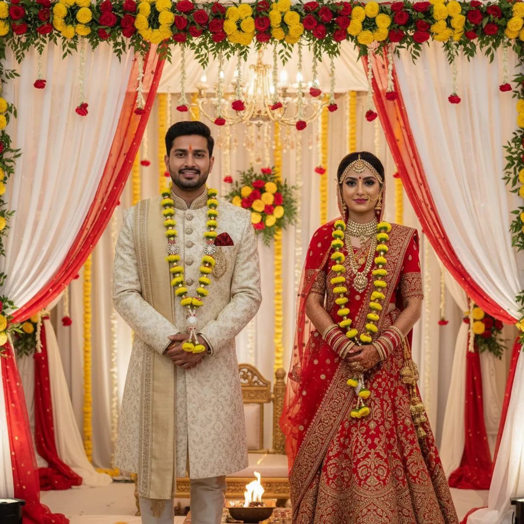 Yellow Floral Jaimala (Pair)