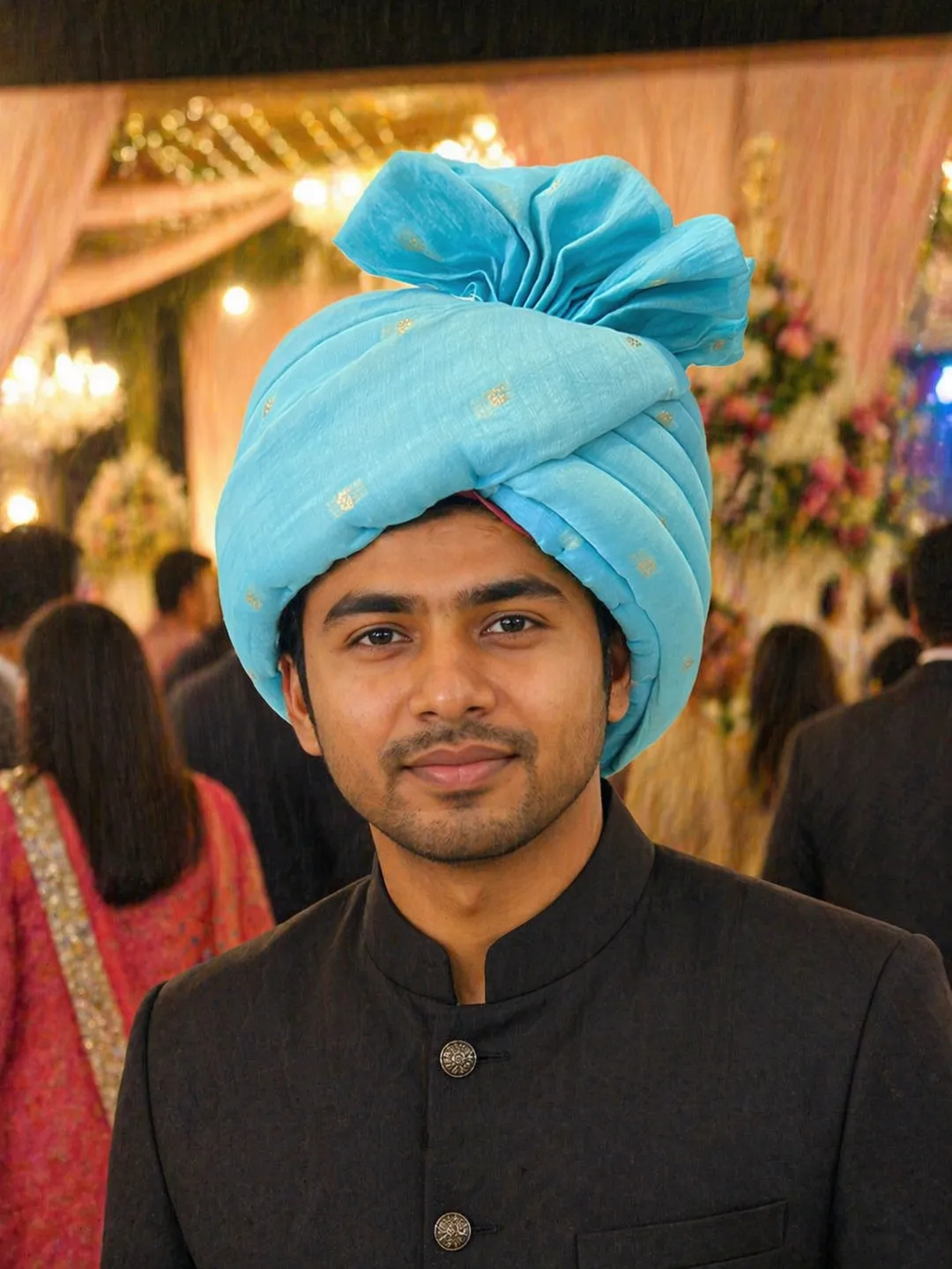 Sky Blue Embellished Pagdi