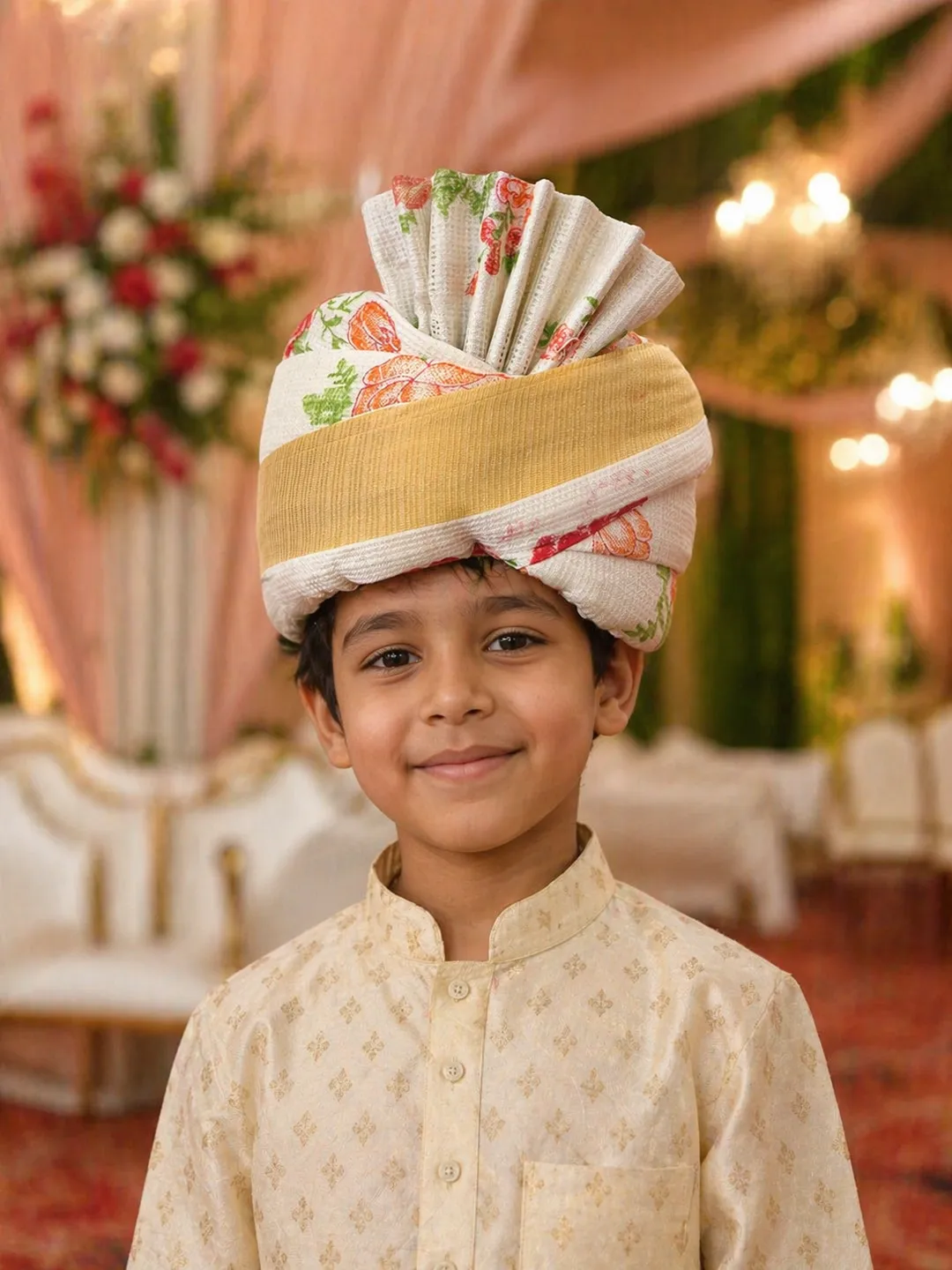 Floral Cream Sarbala Pagdi