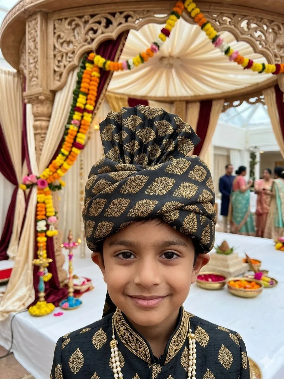Black & Gold Designer Sarbala Pagdi
