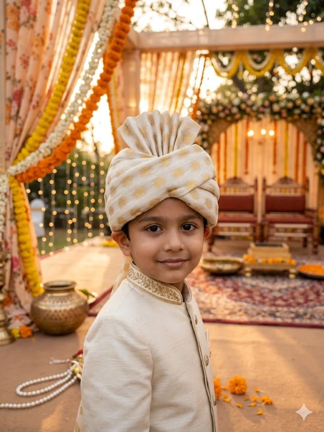 Ivory & Gold Classic Sarbala Pagdi