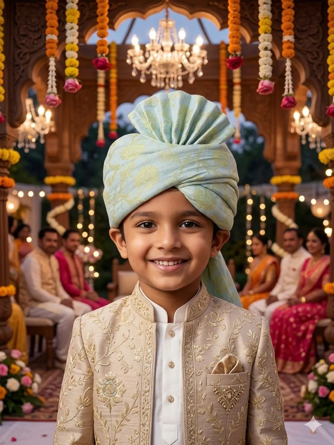 Blue Brocade Sarbala Pagdi