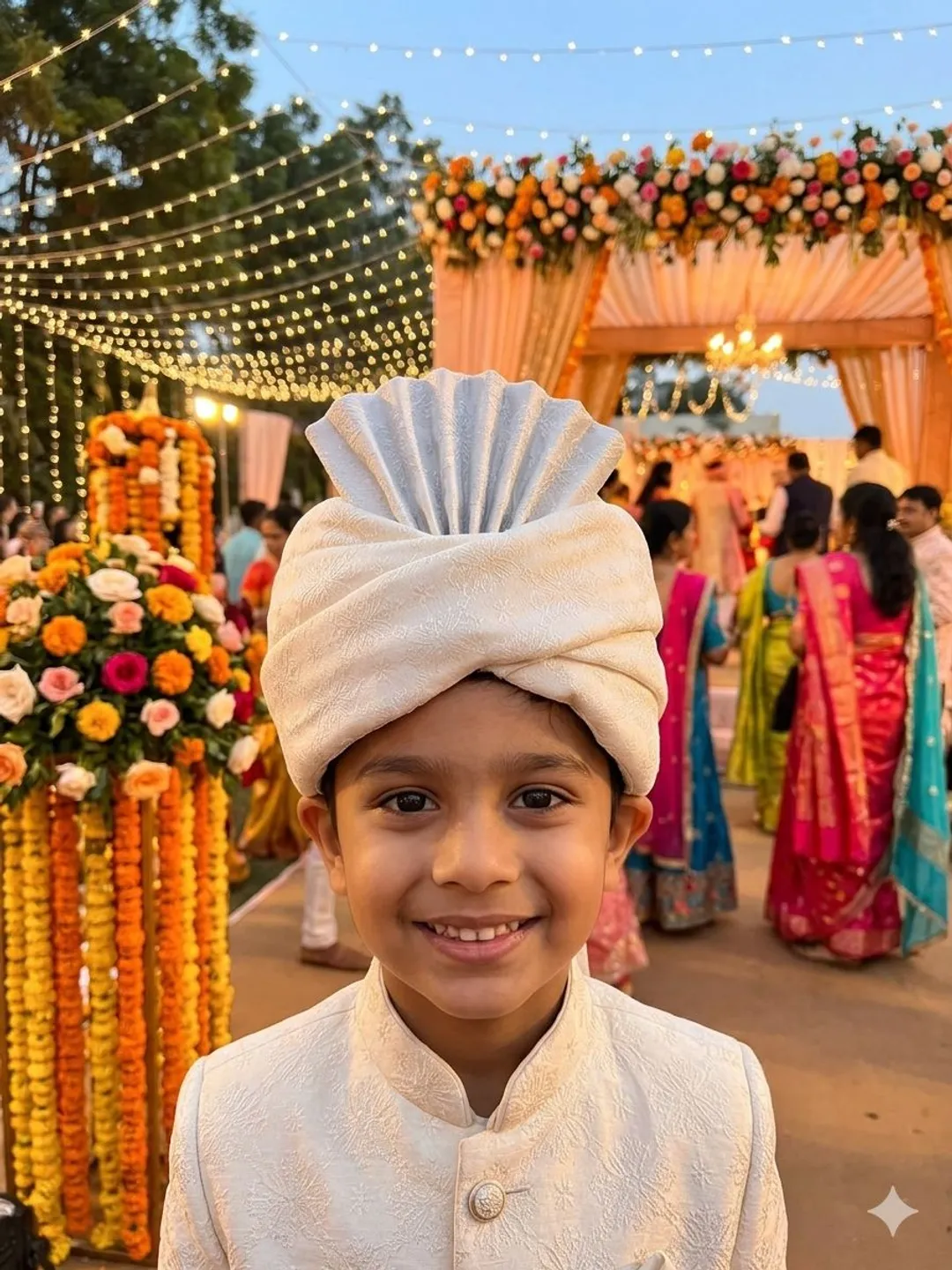 Dual-Tone Silver & Cream Sarbala Pagdi