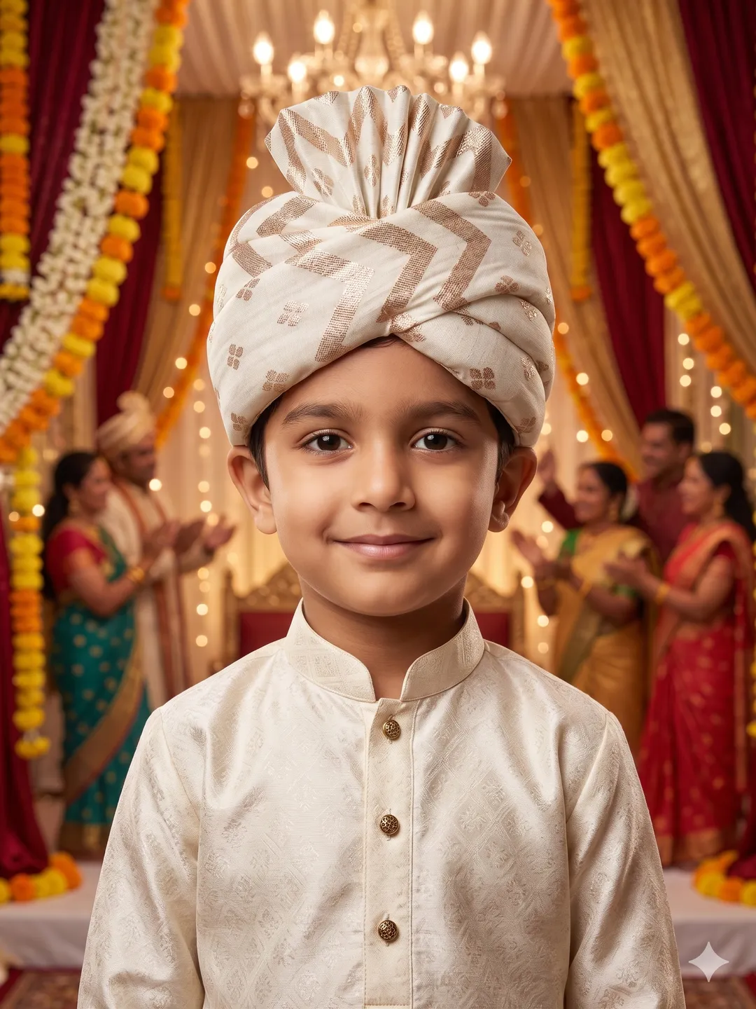 White & Gold Sarbala Pagdi