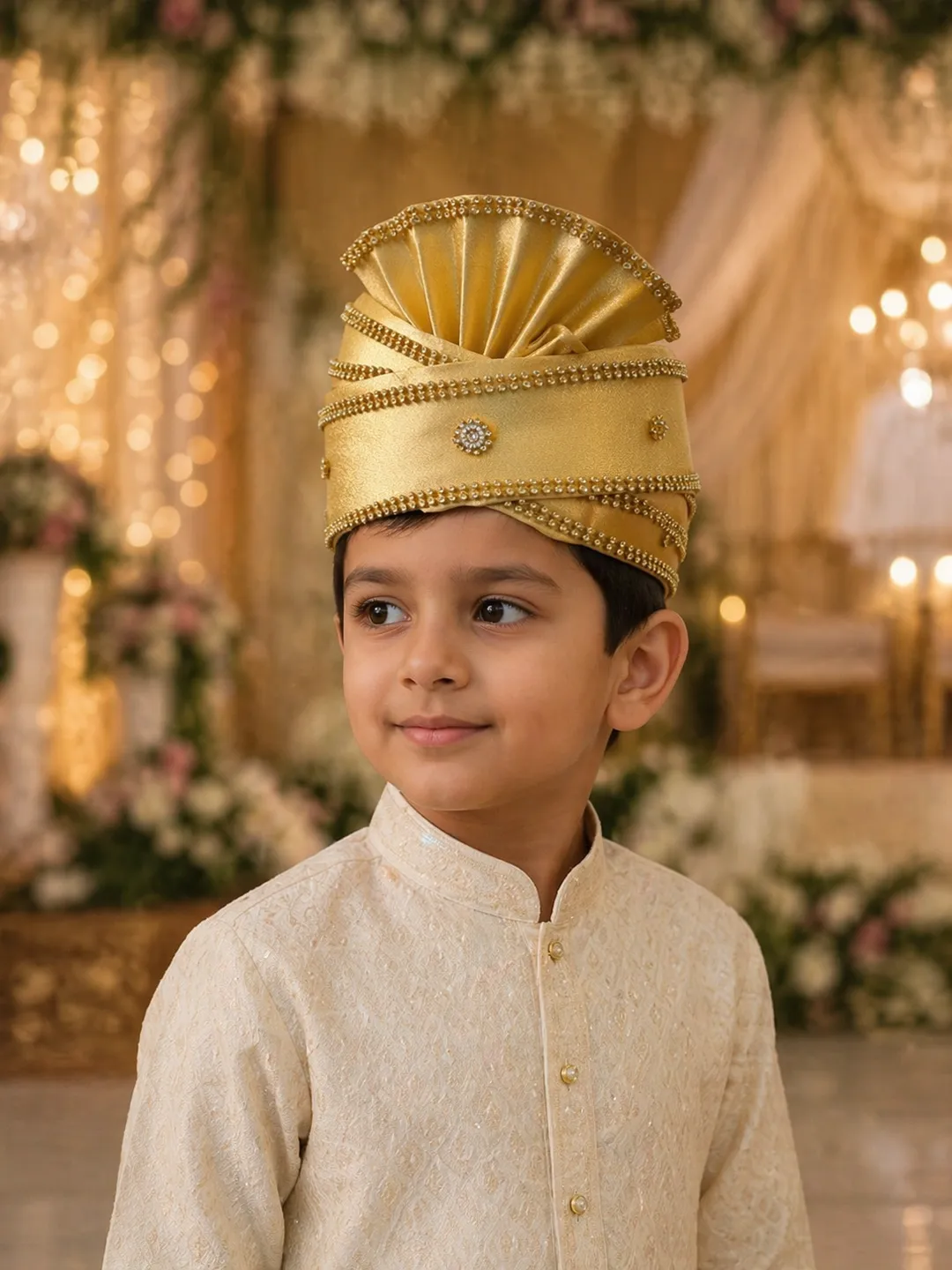 Royal Golden Fan-Style Sarbala Pagdi