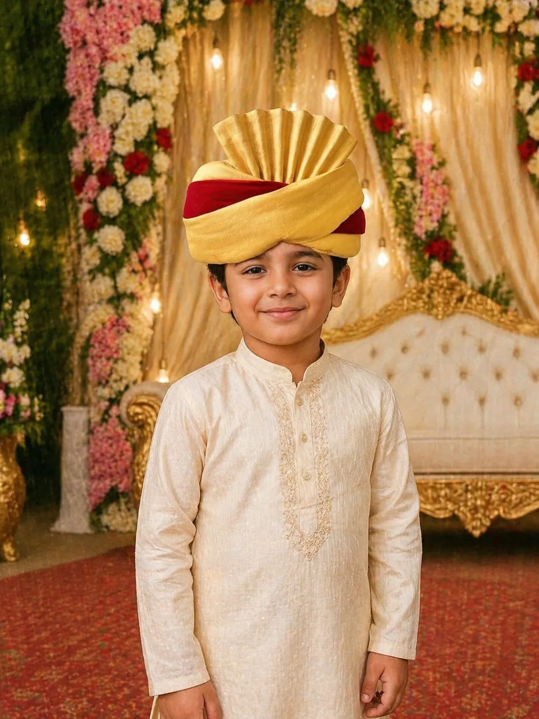 Royal Gold & Maroon Sarbala Pagdi