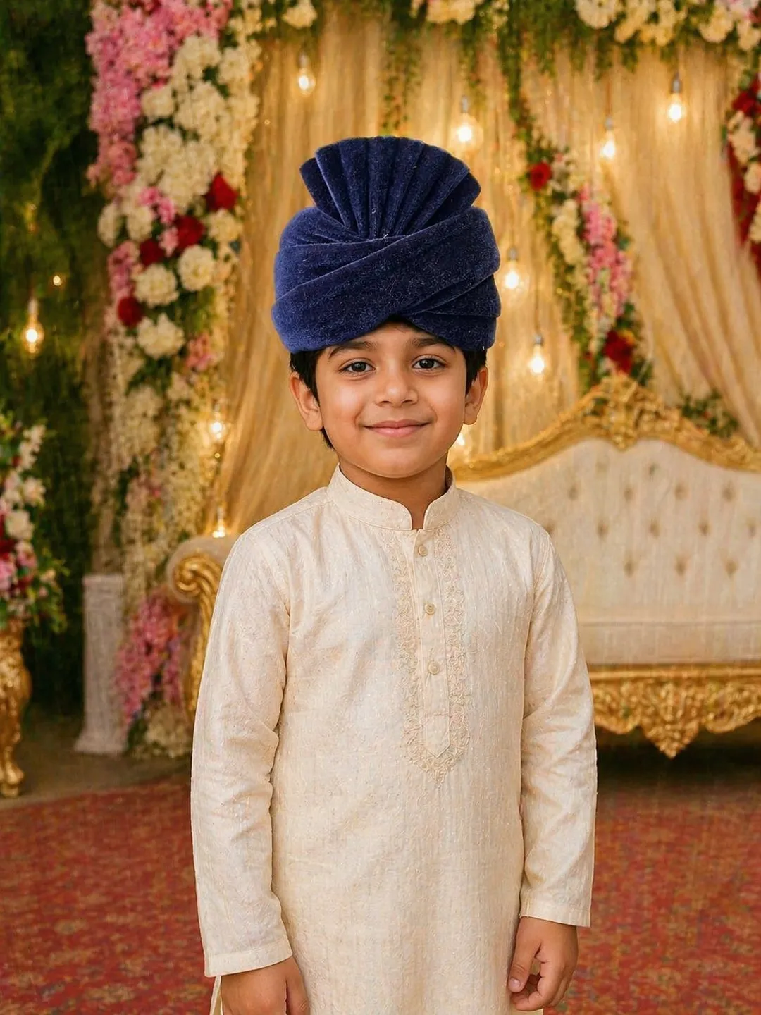 Blue Zari Fan Sarbala Pagdi