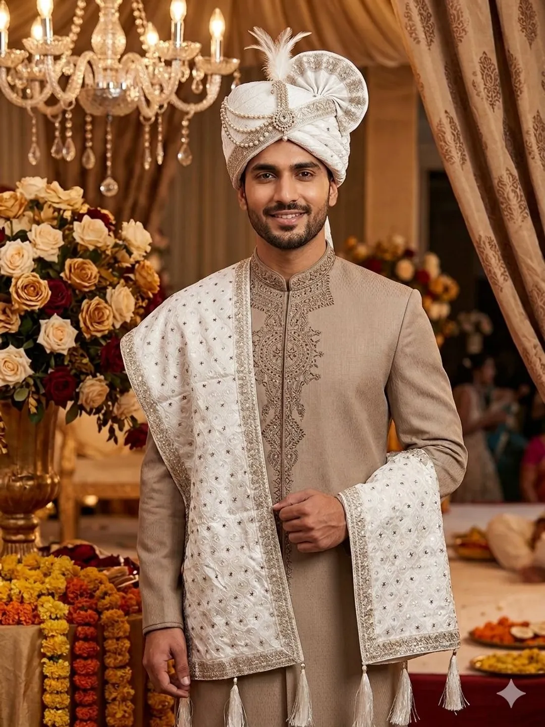 Royal Ivory Groom Pagdi Set with Dupatta