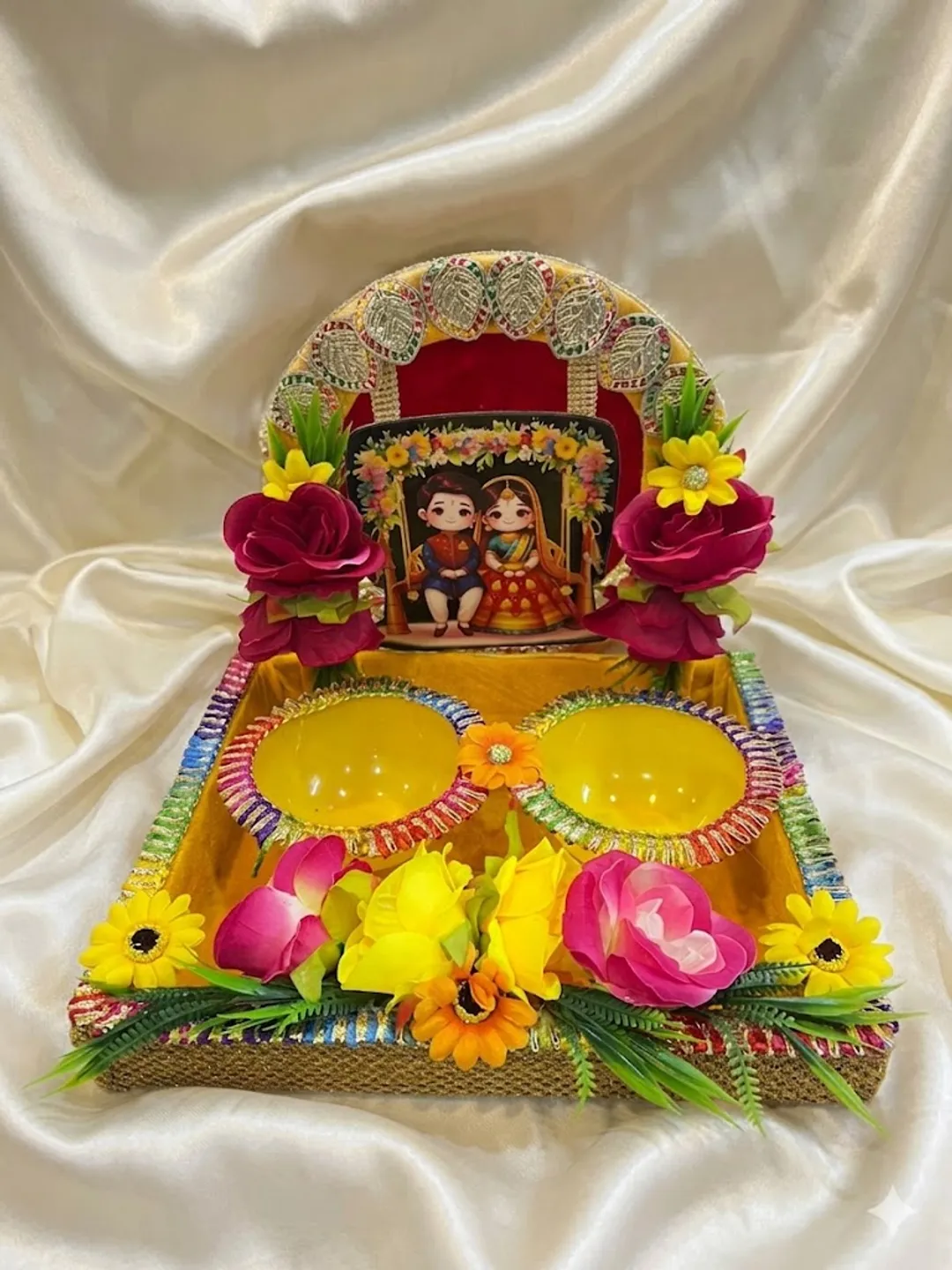 Elegant Haldi Floral Platter