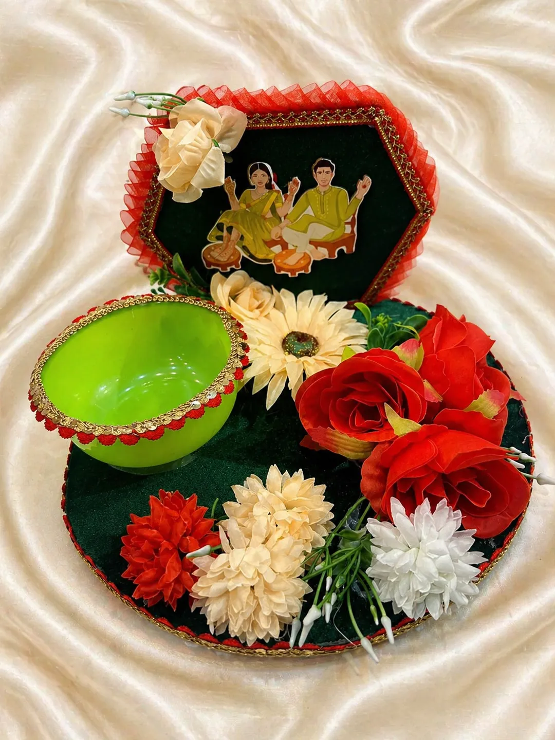 Royal Floral Couple Mehendi Platter