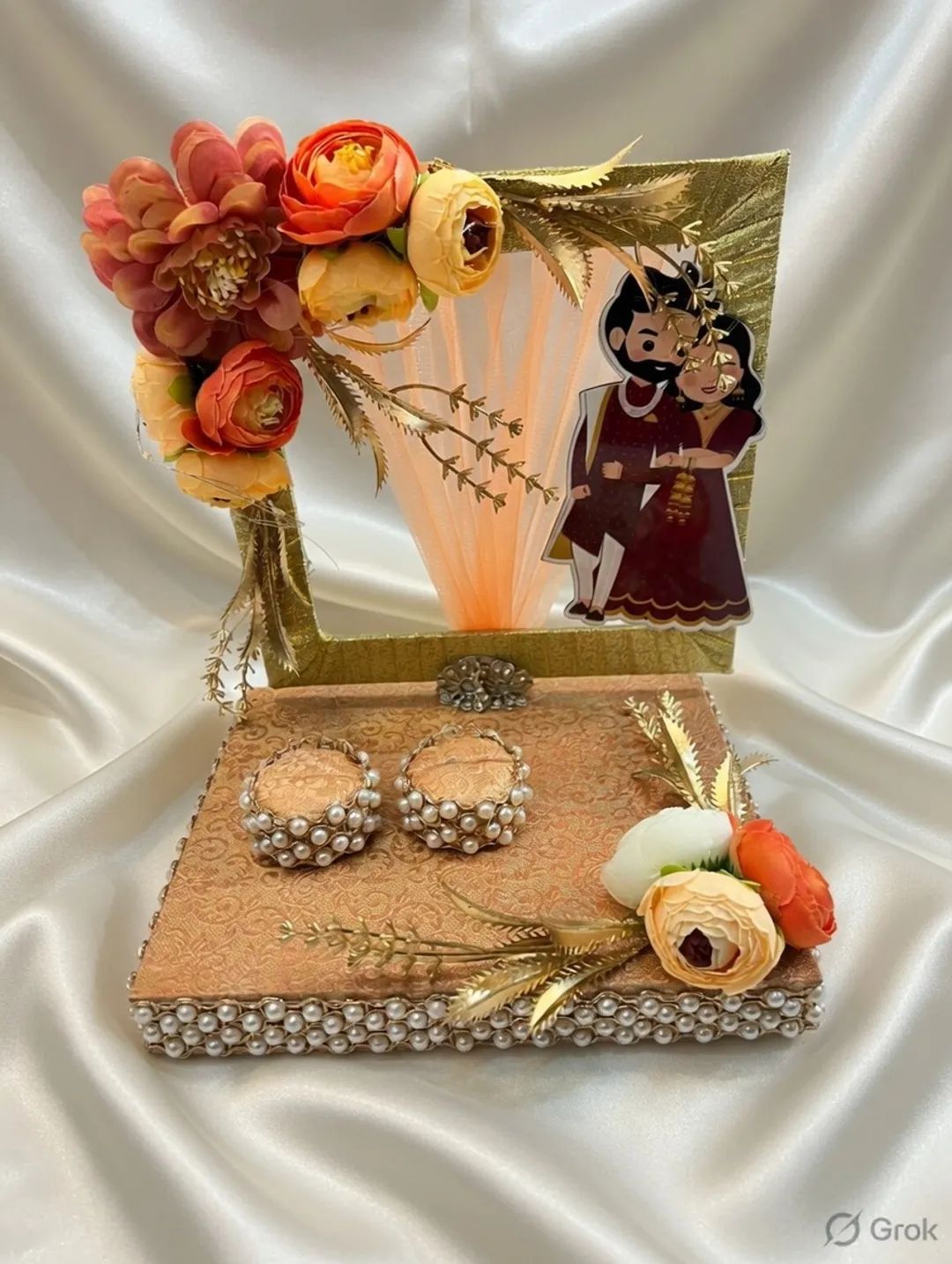Golden Ivory Romance Frame Platter