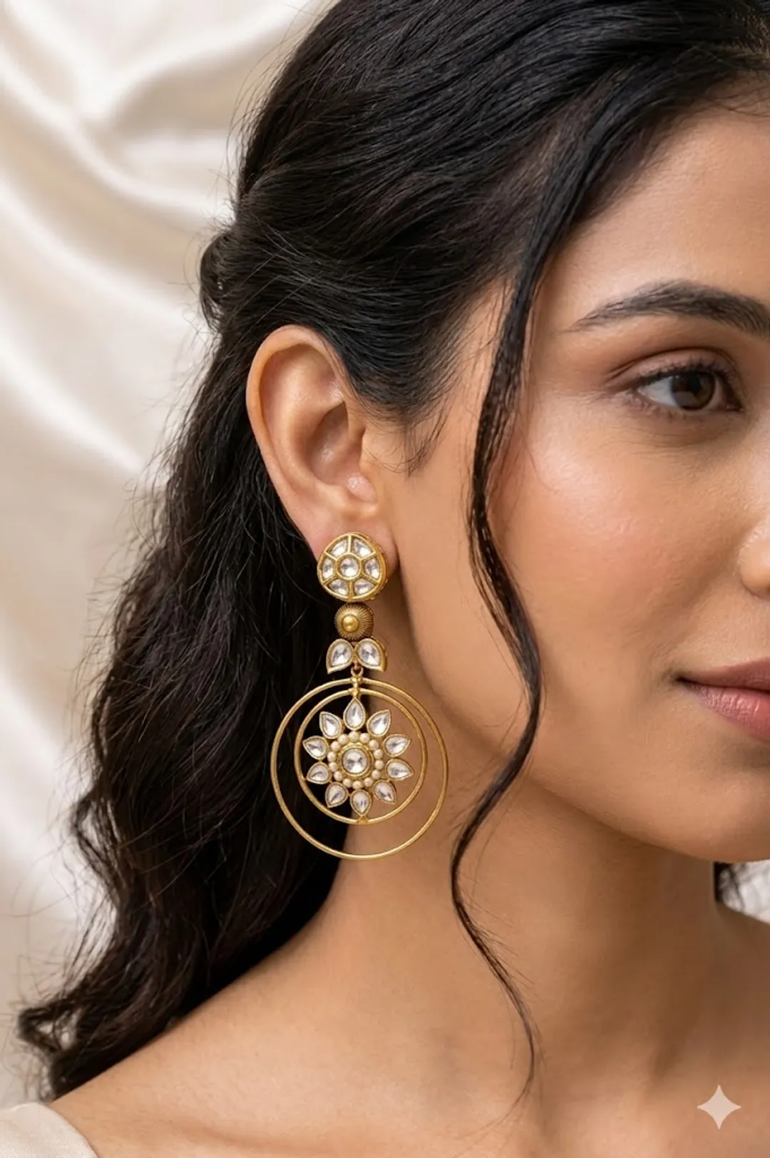 Surya Bloom Kundan Hoops