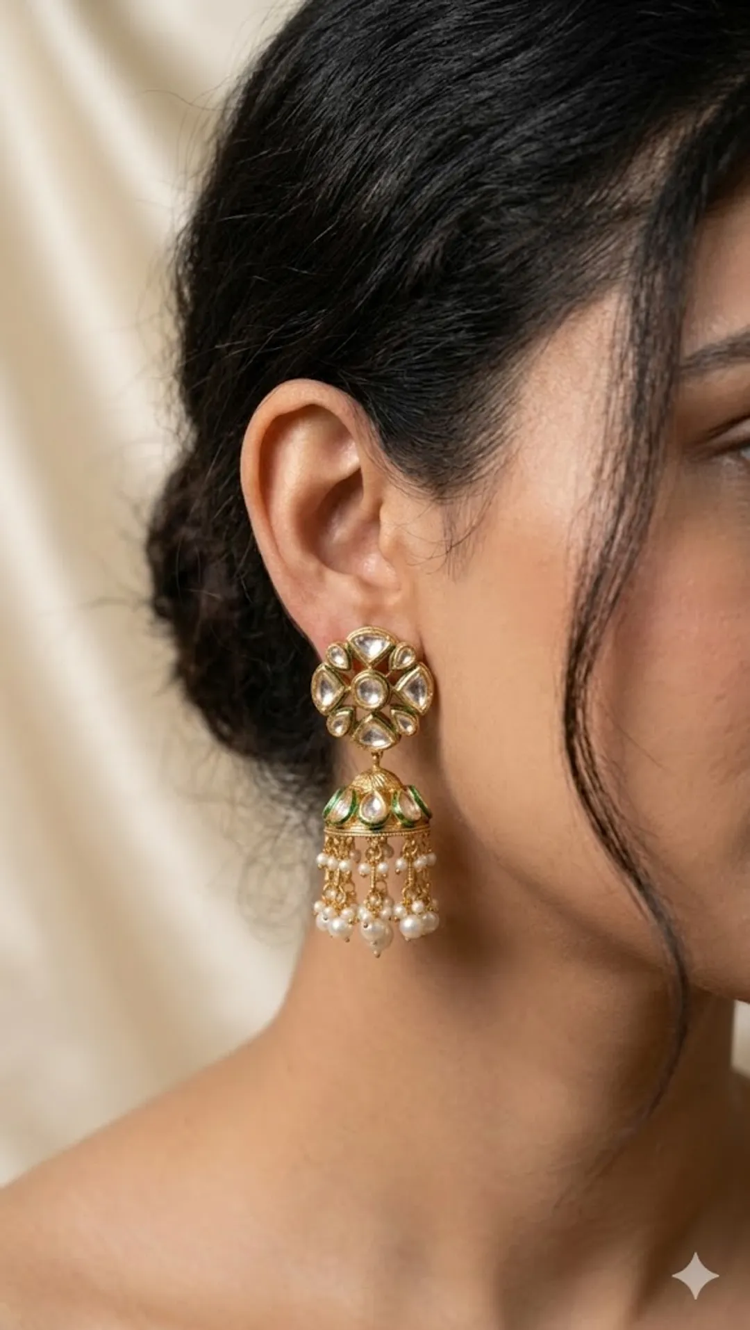 Meera Kundan Pearl Jhumka