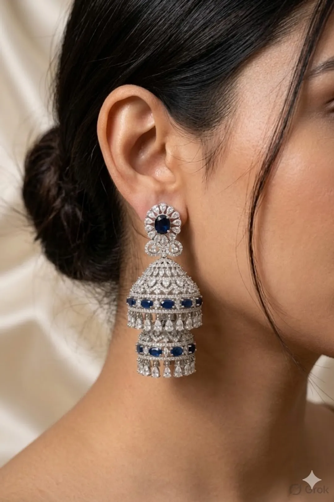 Midnight Sapphire Royale Jhumka