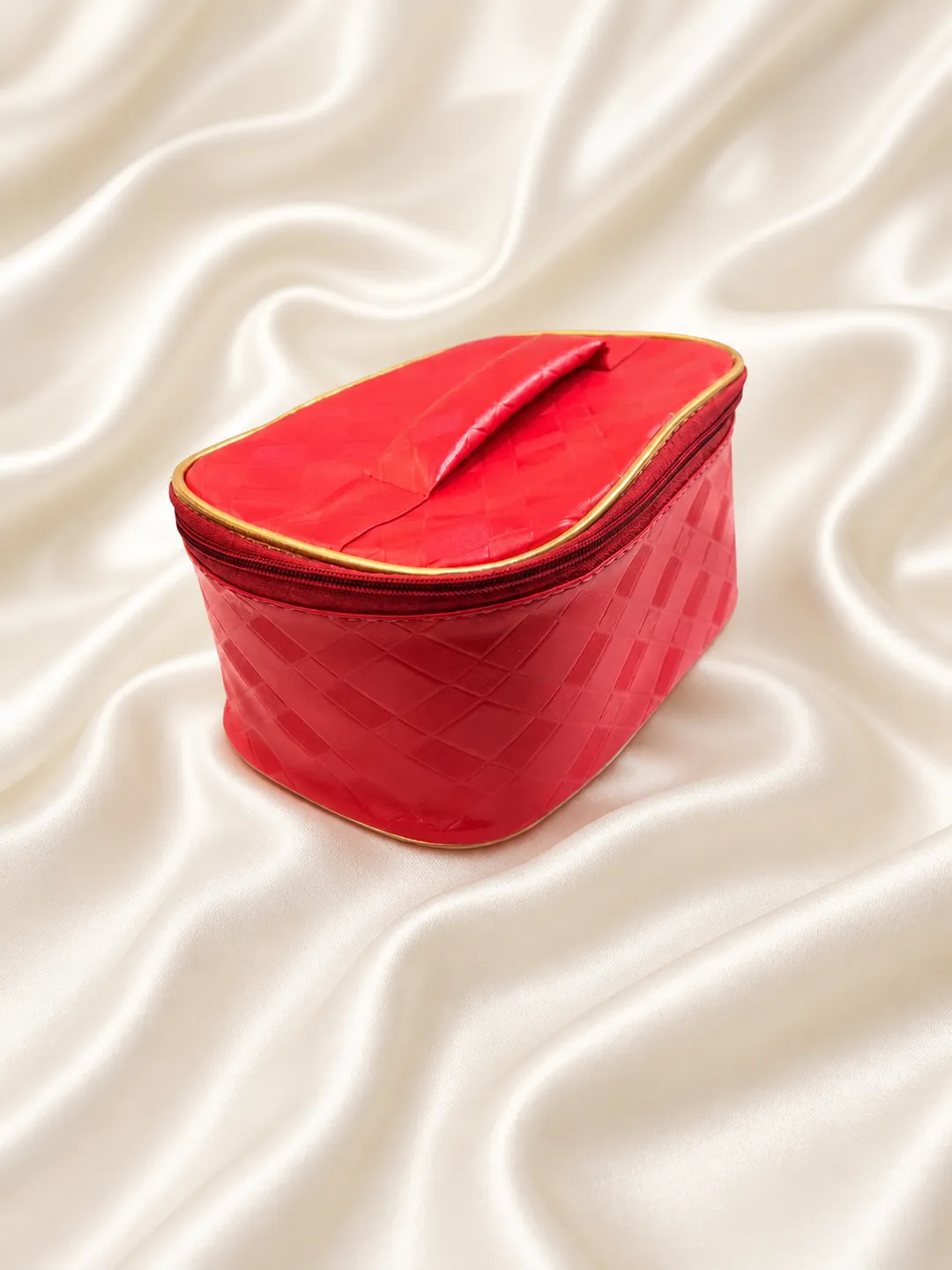 Crimson Quilted Travel Vanity Case