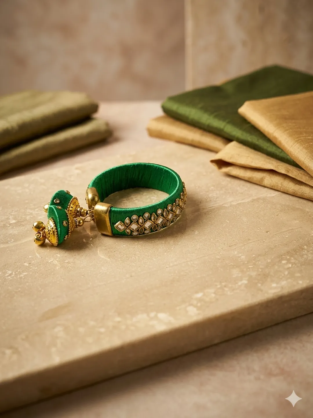 Green Mirror Thread Work Bracelet