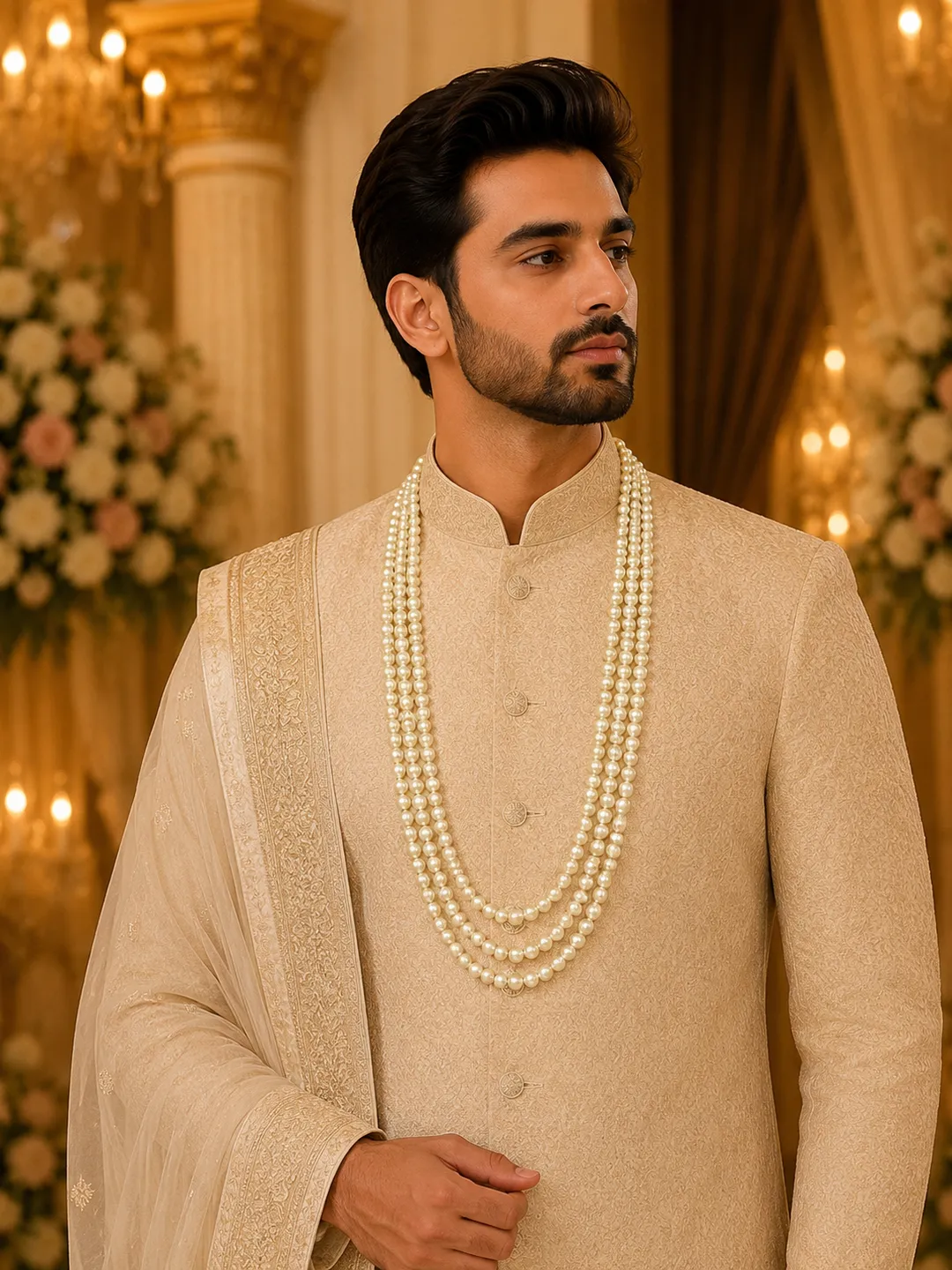 Royal Ivory Pearl Groom Mala