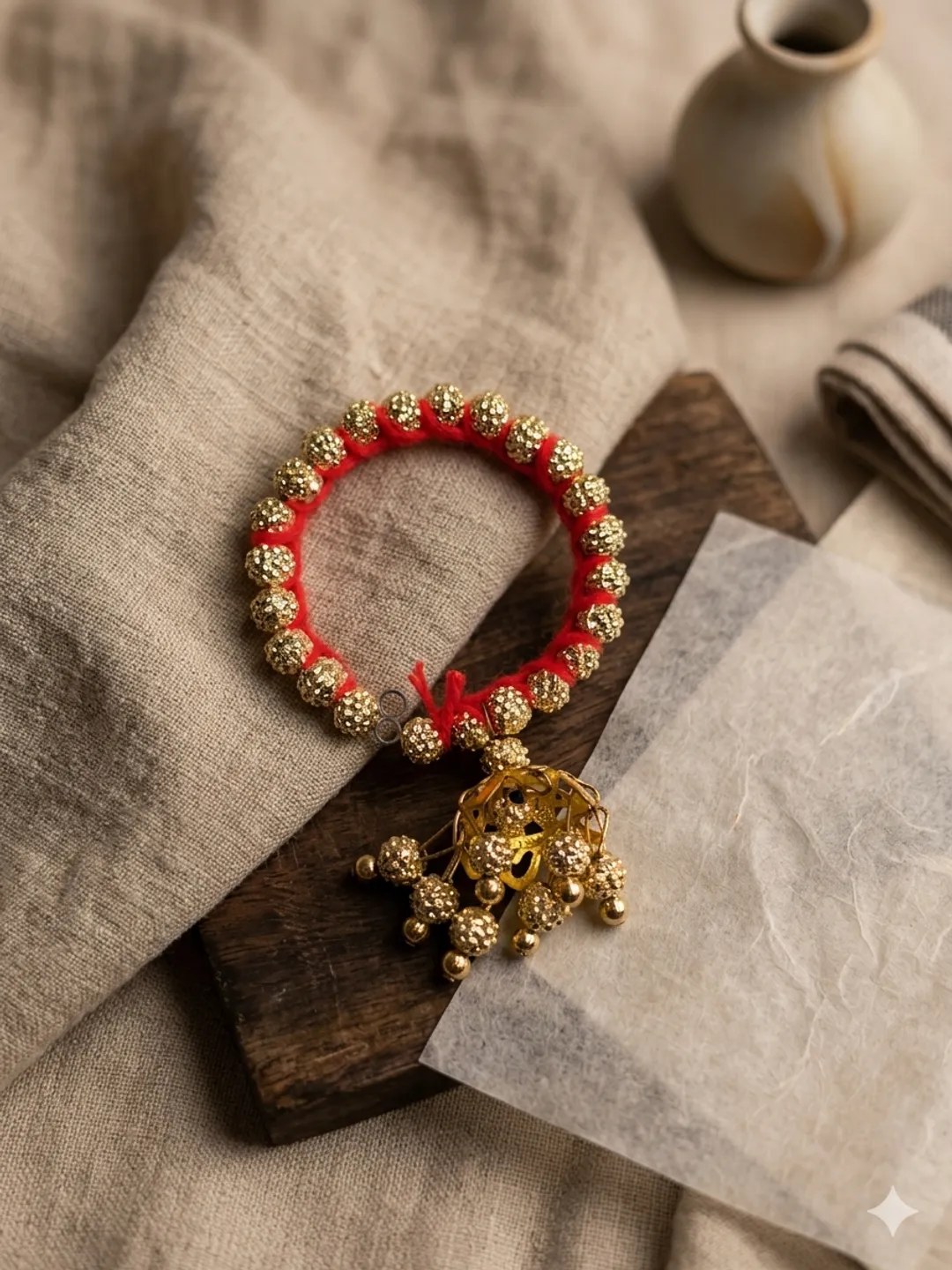 Red Rudraksha Bangle