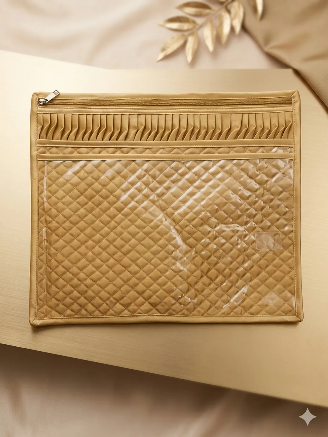 Golden Quilted Saree Cover