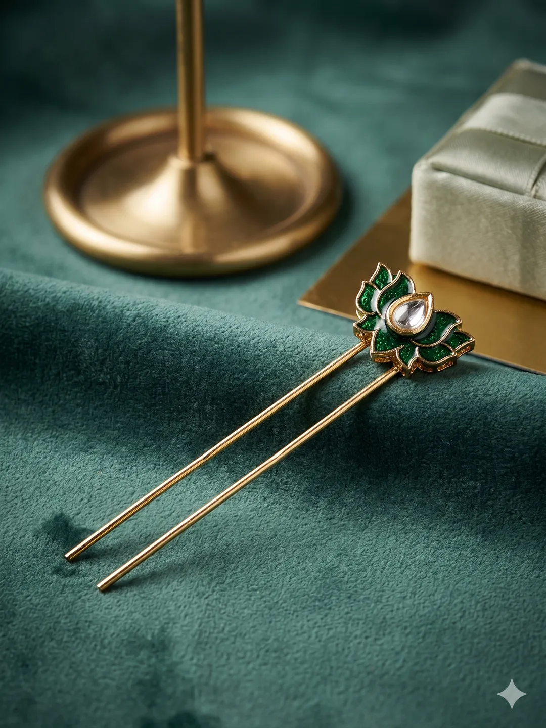 Green Lotus Hairpin (pack of 6)