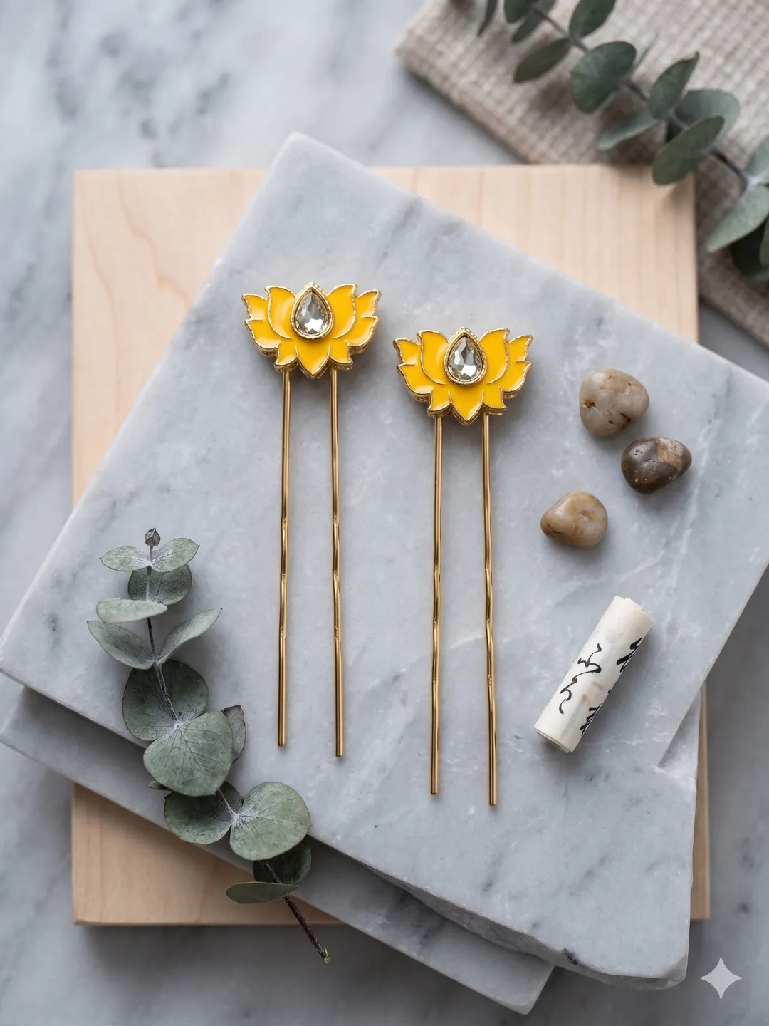 Yellow Lotus Hairpin (pack of 6)