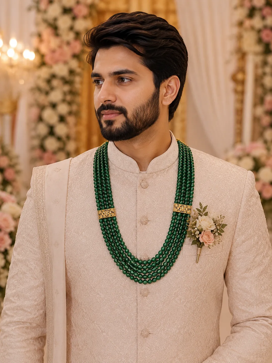 Emerald Rajwada Multi-Strand Mala