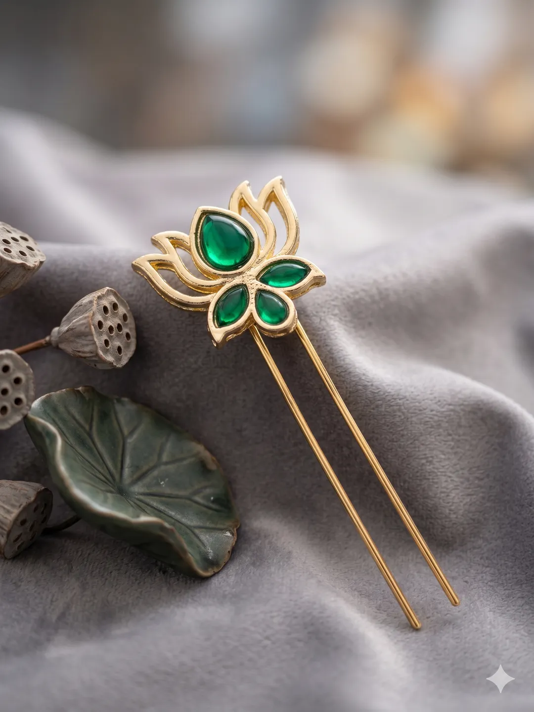 Emerald Lotus Pin (pack of 6)