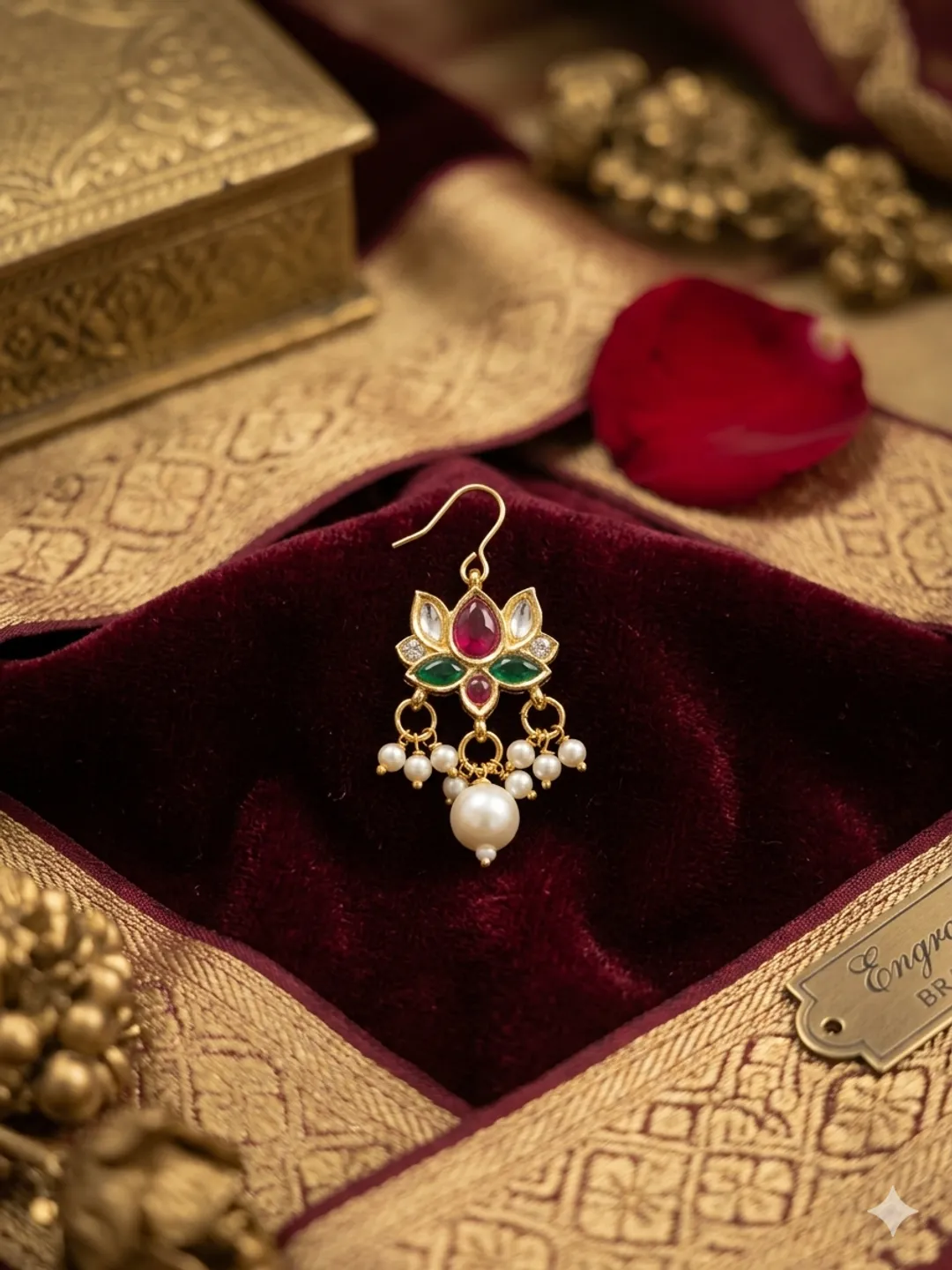 Ruby Pearl Lotus Charm (pack of 6)