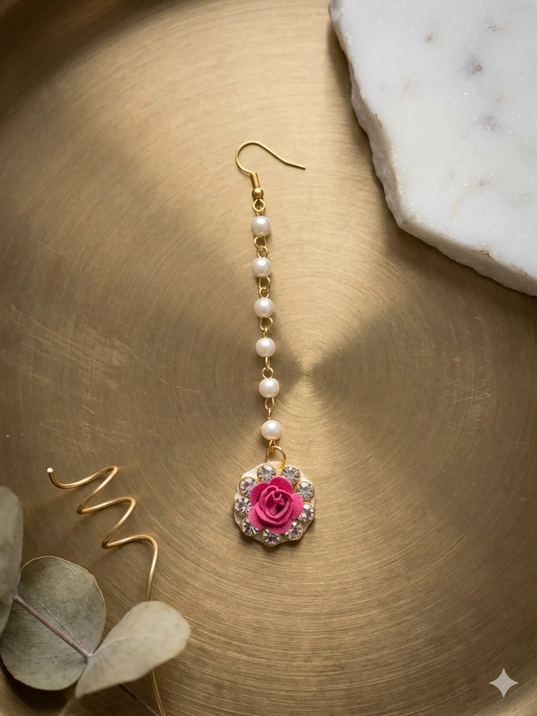 Pink Rose Maang Tikka