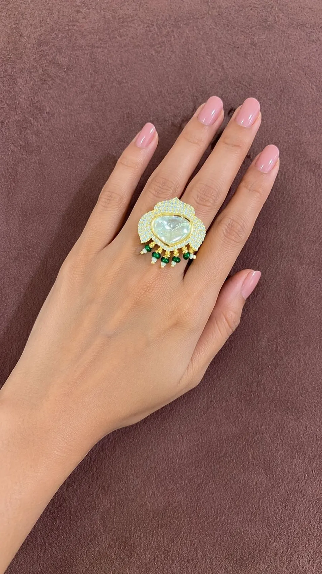 Emerald Noor Polki Ring