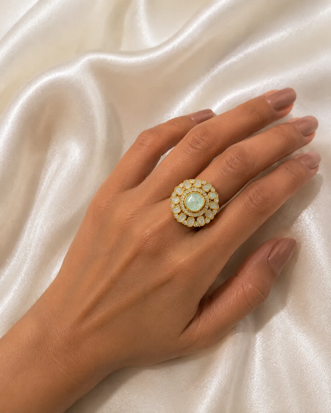Ivory Kundan Statement Ring