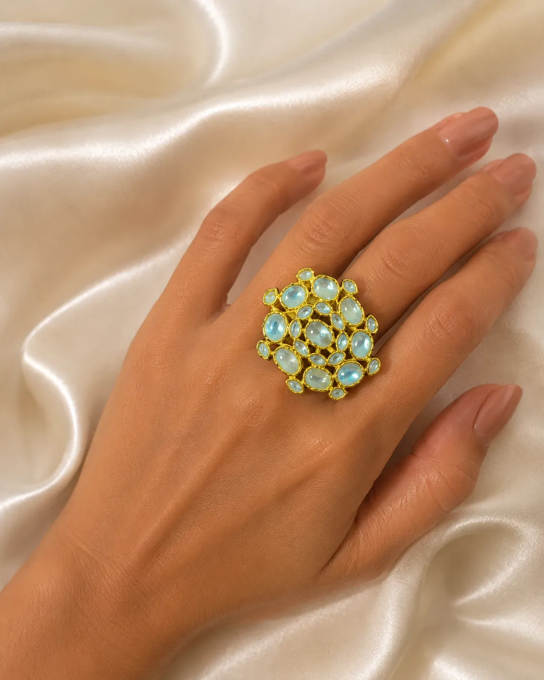 Aqua Royale Kundan Statement Ring