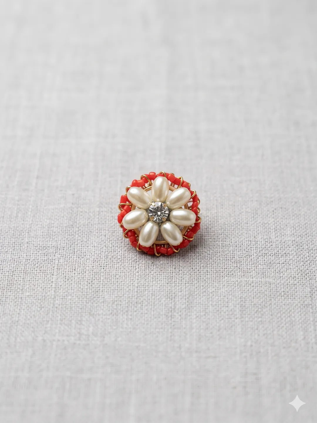 Ruby Pearl Blossom Ring (Pack Of 10)