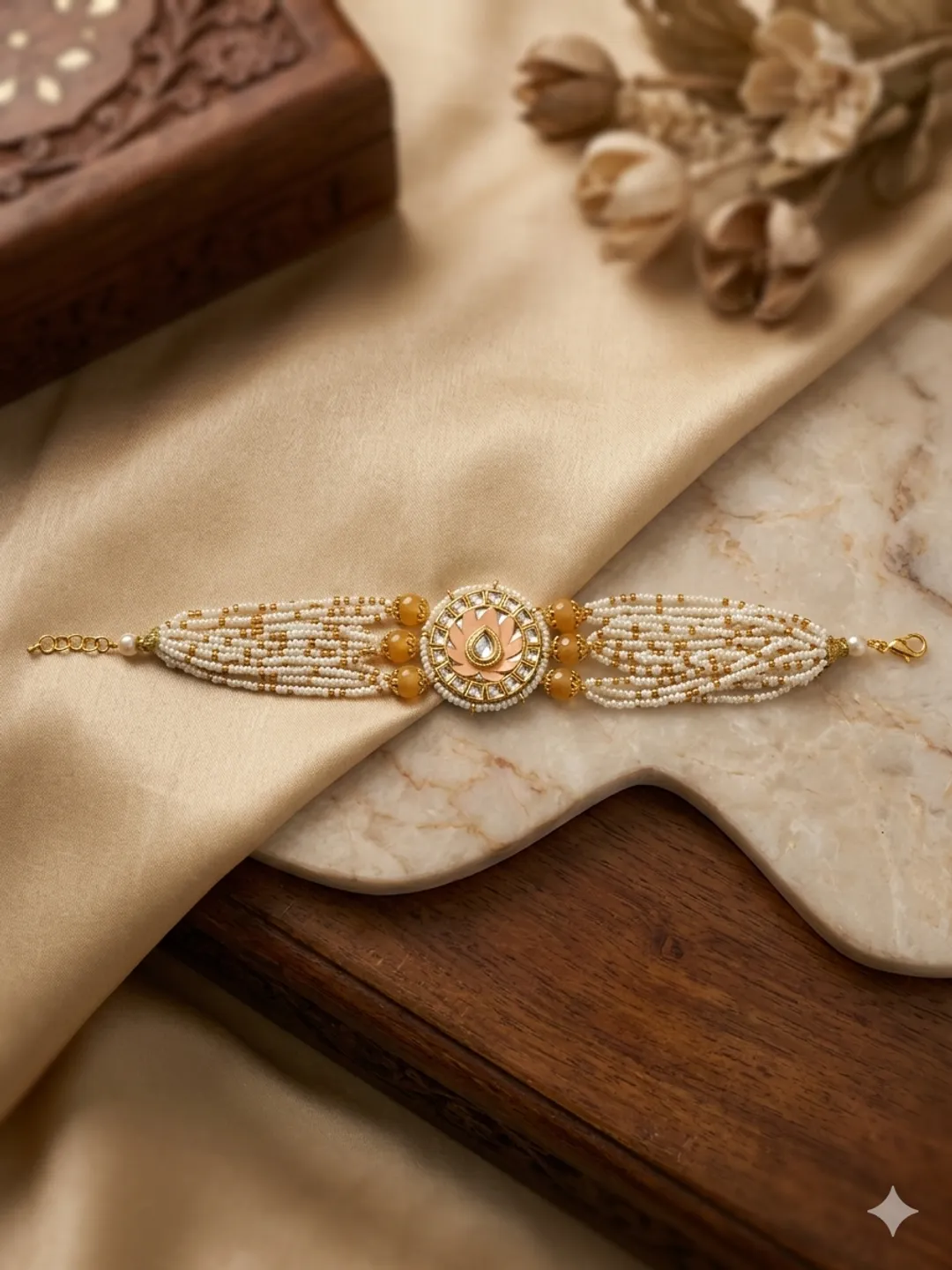 Pink Lotus Pearl Bracelet