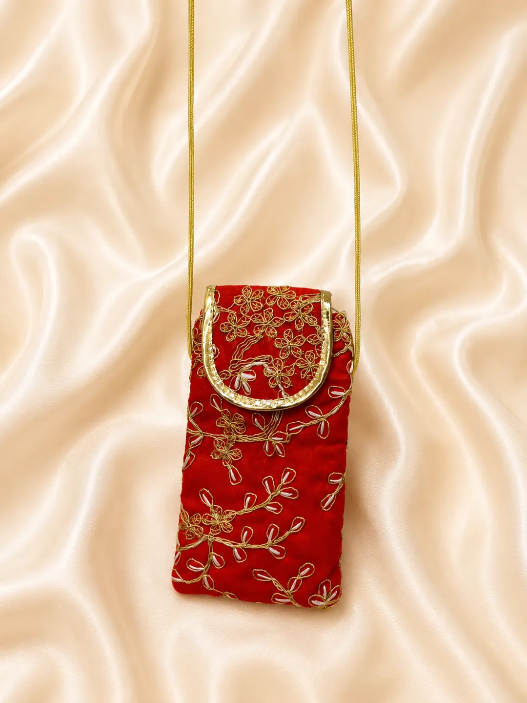 Scarlet Zari Bloom Mobile Sling Pouch