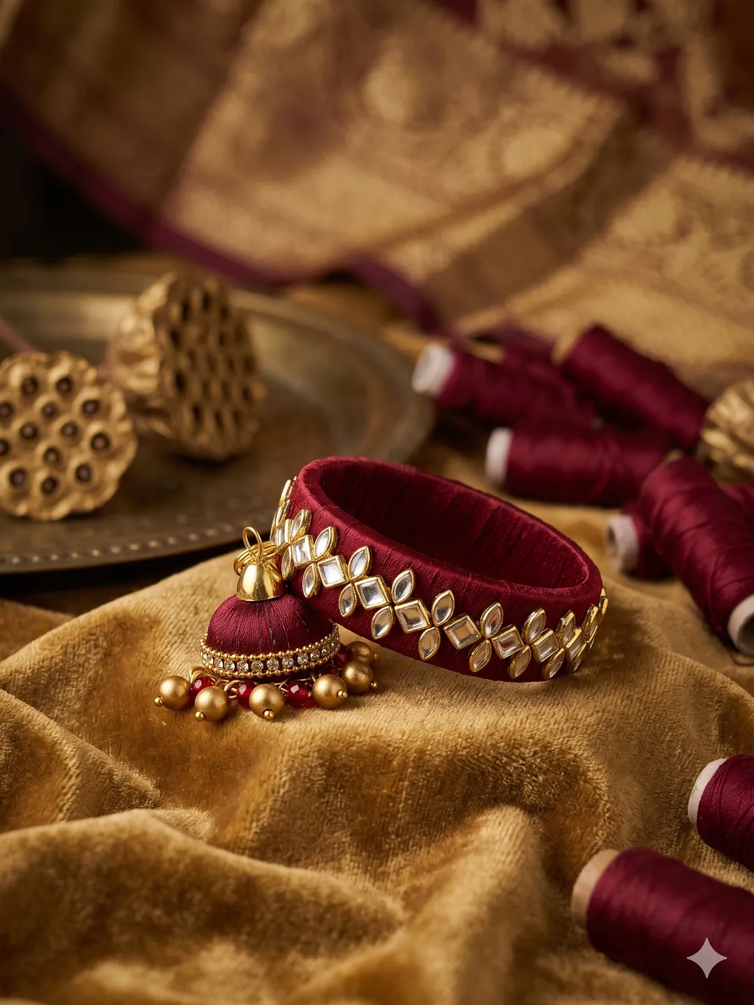 Maroon Punjabi Jhumki Bangle