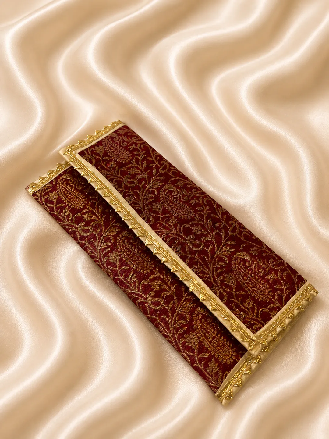 Maroon Zari Heritage Shagun Envelope