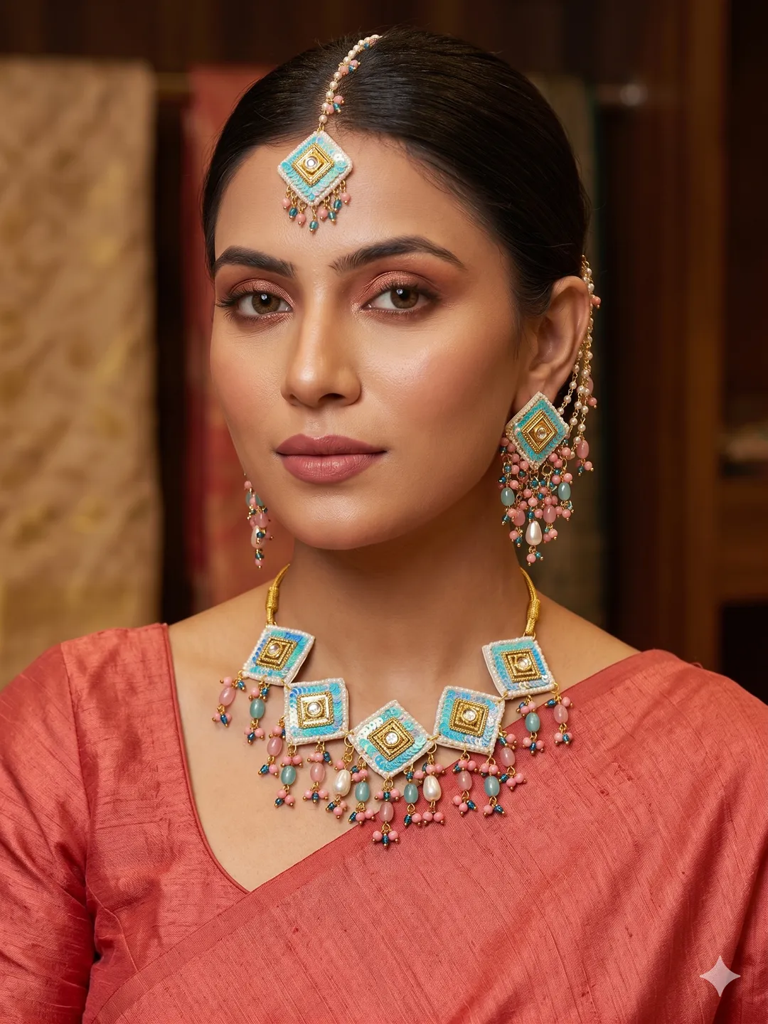 Blush Beaded Haldi Set
