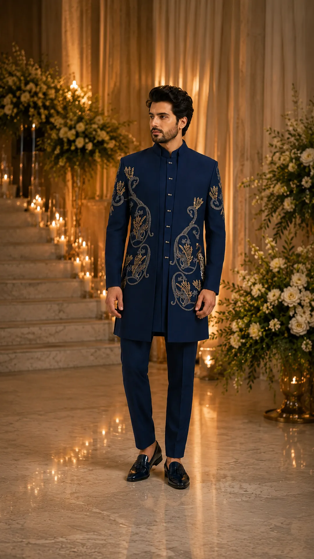 Navy Luxe Bandhgala Set