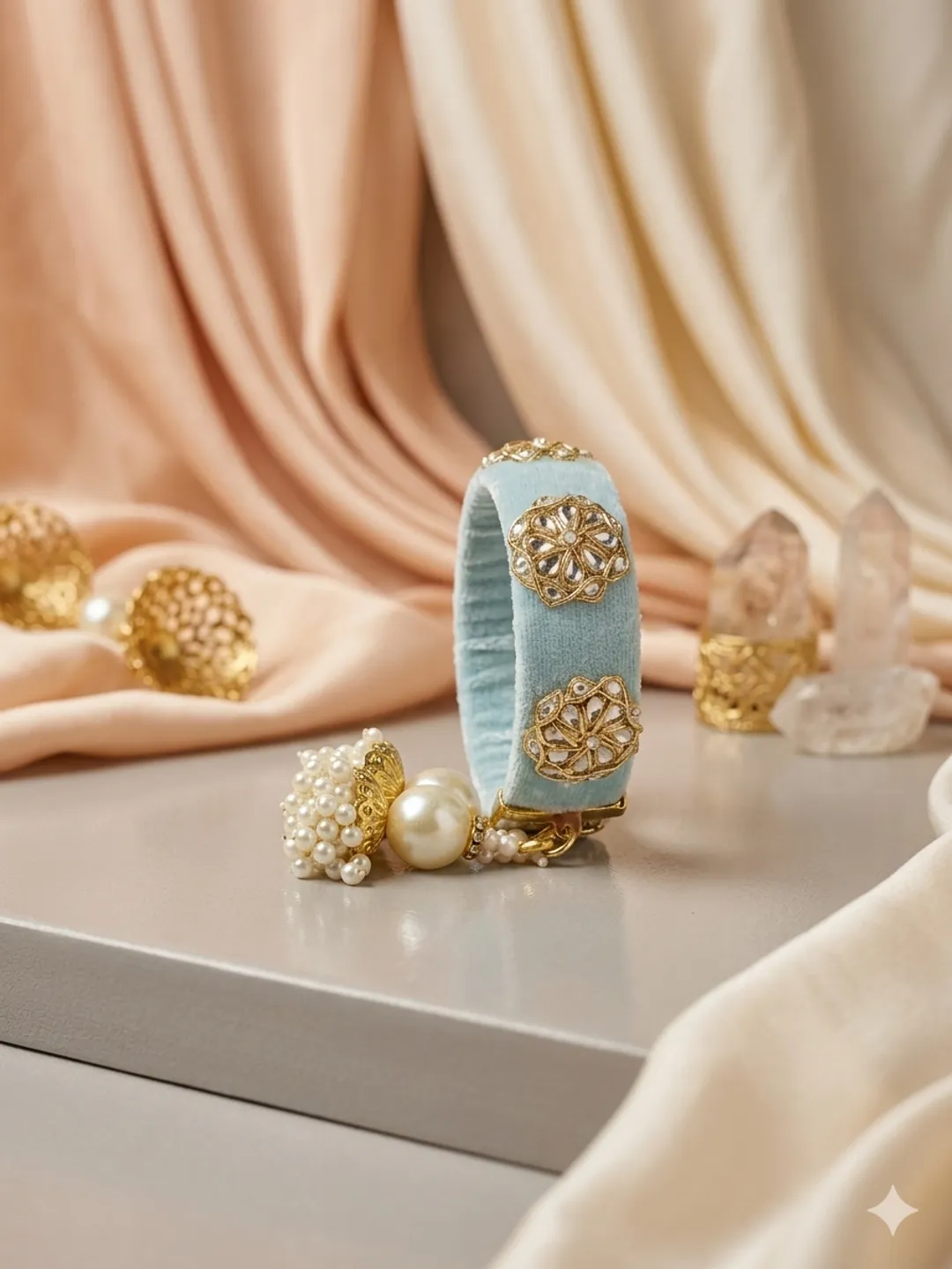 Light blue Hand Embroidered Bangle