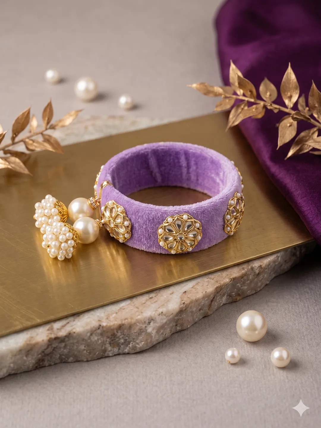 Lavender Hand Embroidered Bangle
