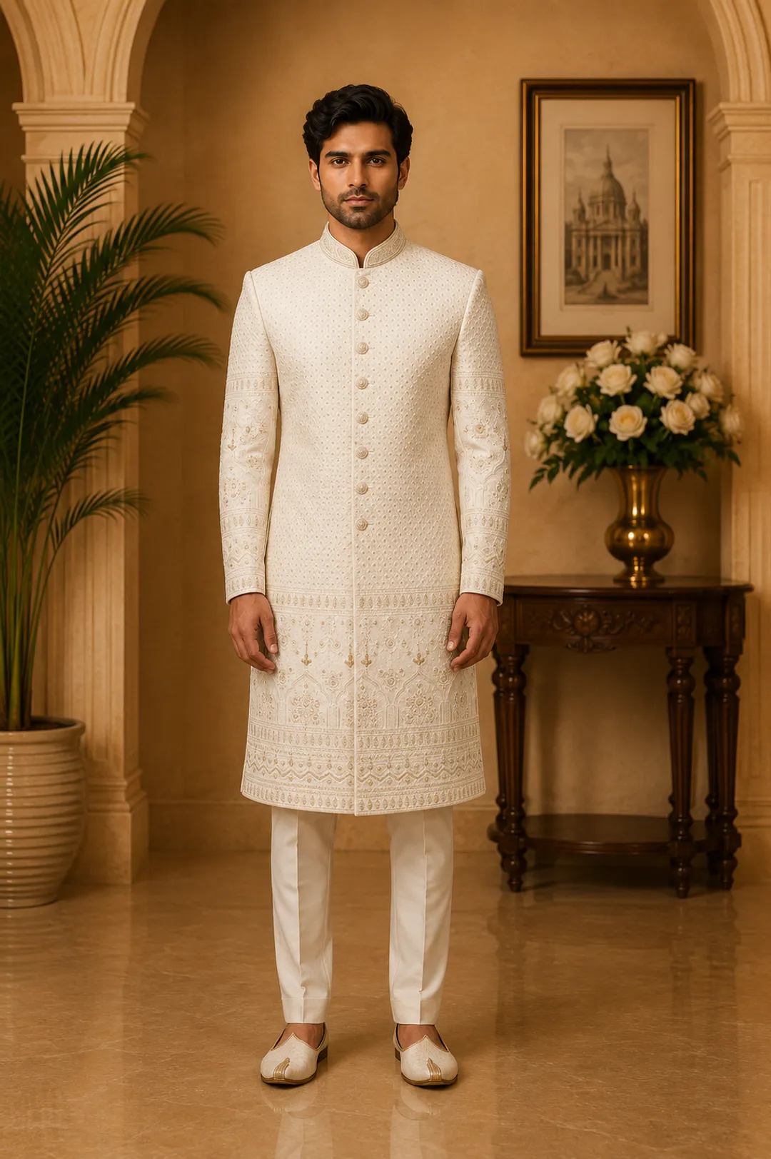 Imperial Ivory Bandhgala Sherwani