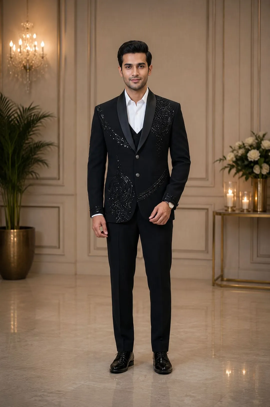 Thread & Cutdana Embellished Tuxedo Set