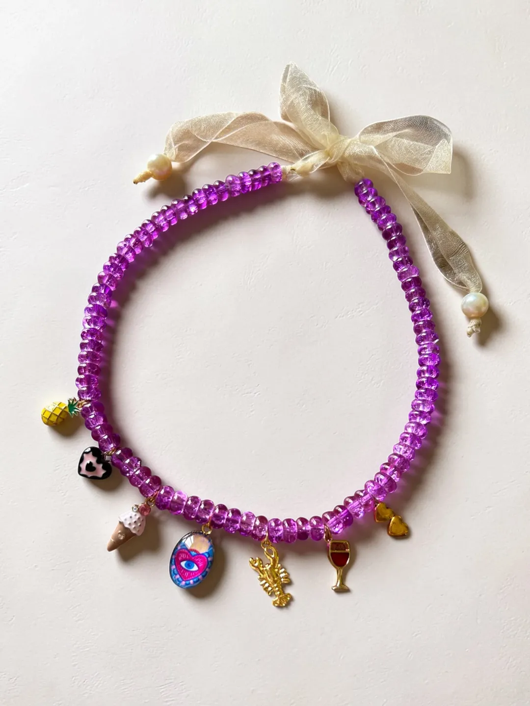 Multi Charm Necklace-Purple