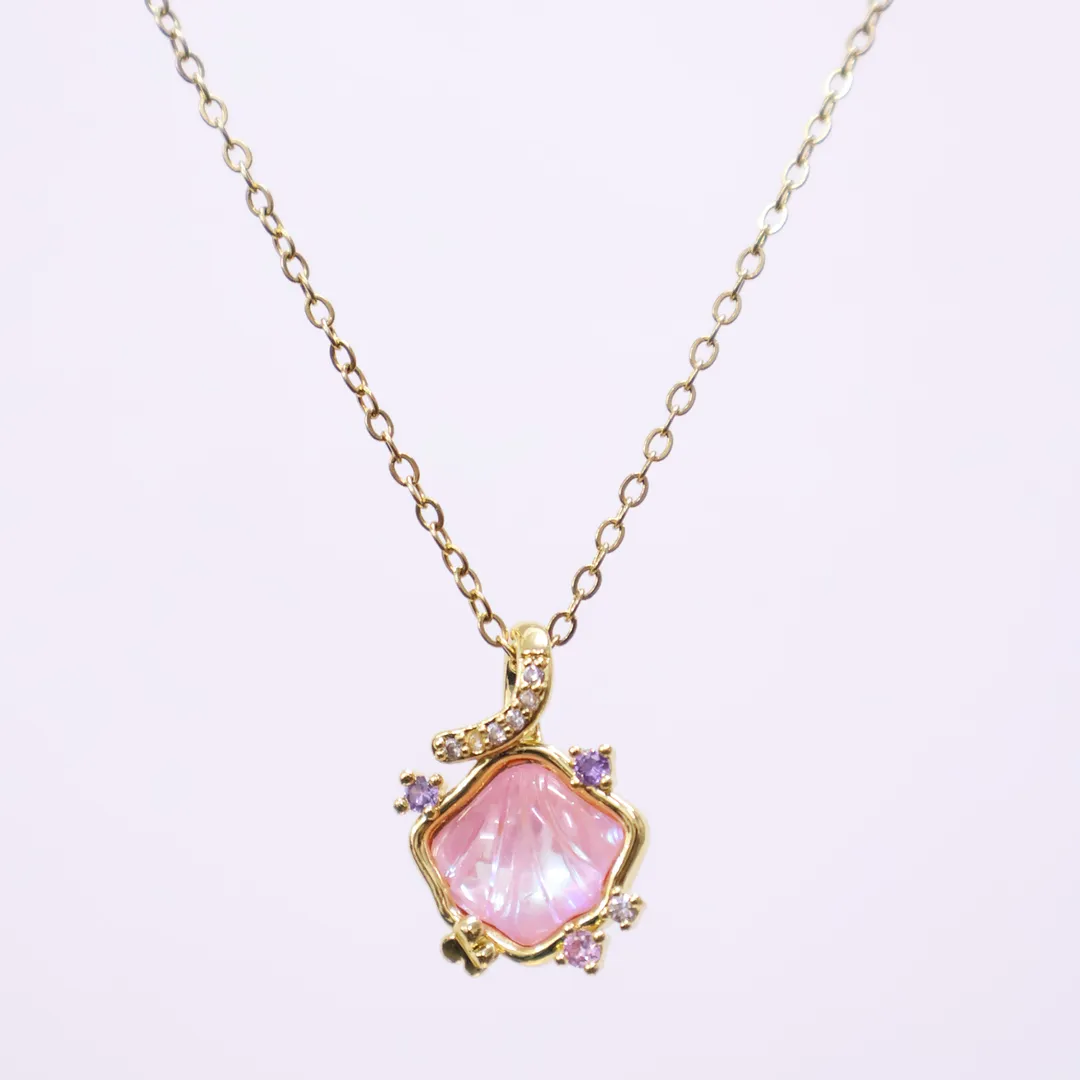 Pink Floral Pendant Necklace